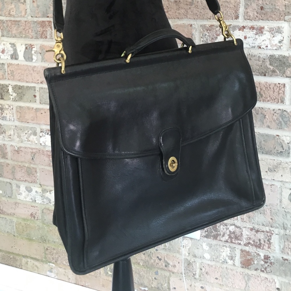 Vintage Coach Black Leather Briefcase